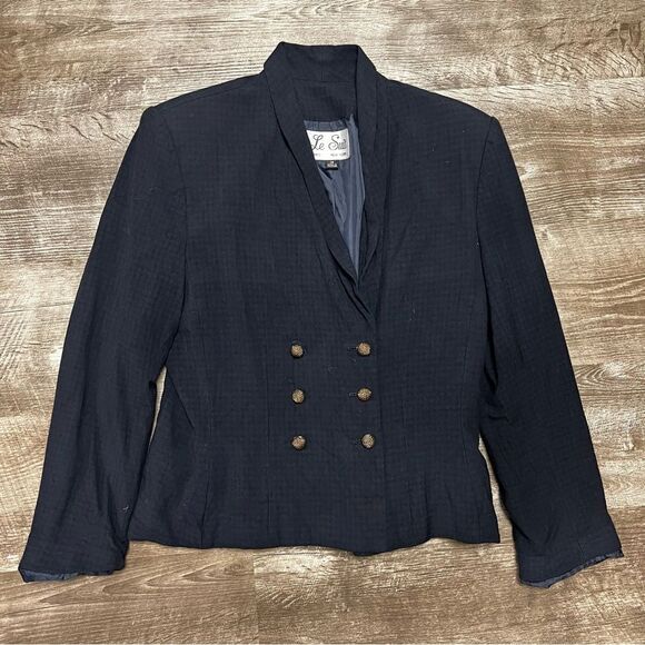 Le Suit Navy Blue Blazer Size 14 - Picture 1 of 8